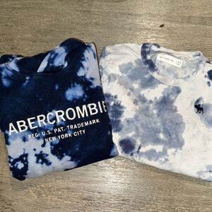EUC Abercrombie kids Navy Tie-Dye hoodie & Long sleeve shirt bundle, size 9/10